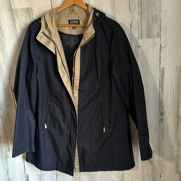 FF37 navy blue tan rain jacket jones XL extra large x- large - Picture 2 of 4